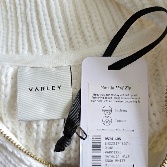 New Varley Natalia Half-Zip Long Sleeve Oversized White Pullover Sweater NWT Med - Picture 15 of 17